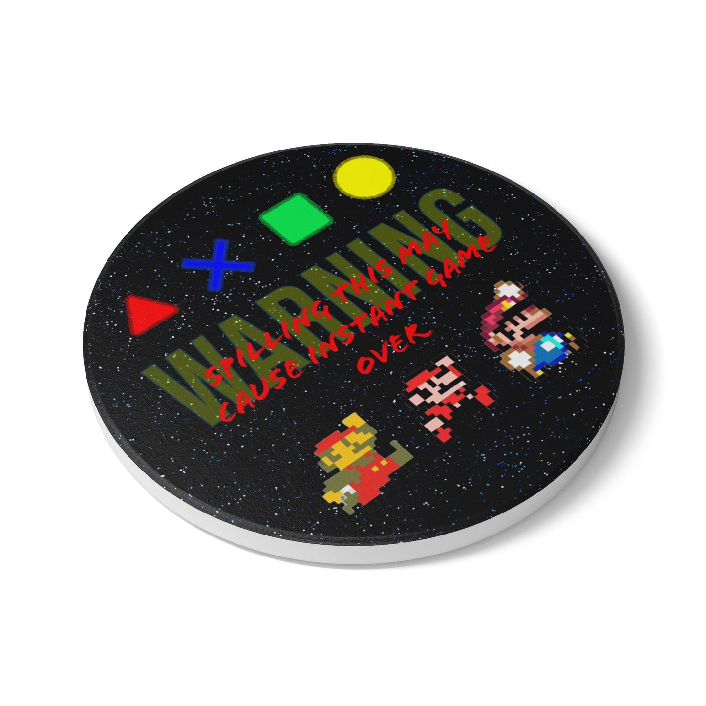'For The Gamers' whimsical ceramic coaster