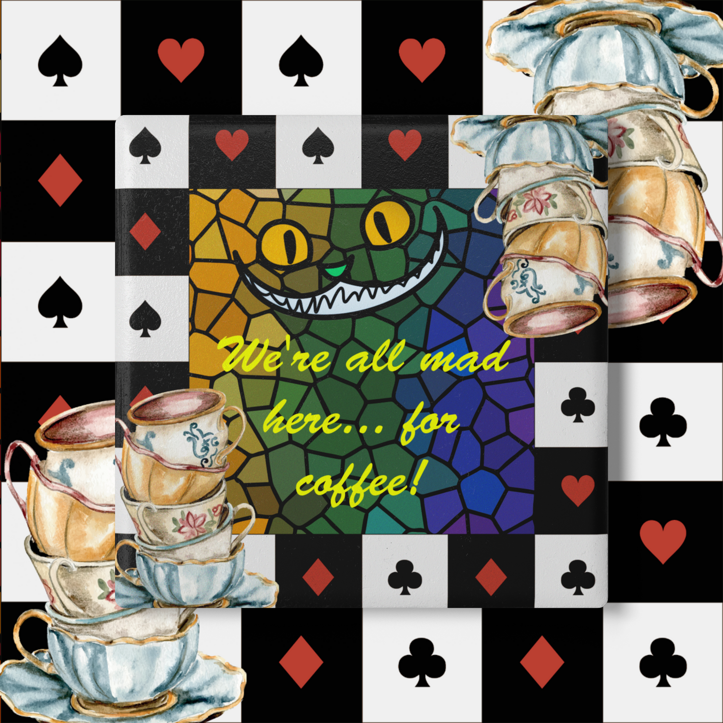 Mad for coffee, Premium Alice in wonderland themed coaster ❤️🖤